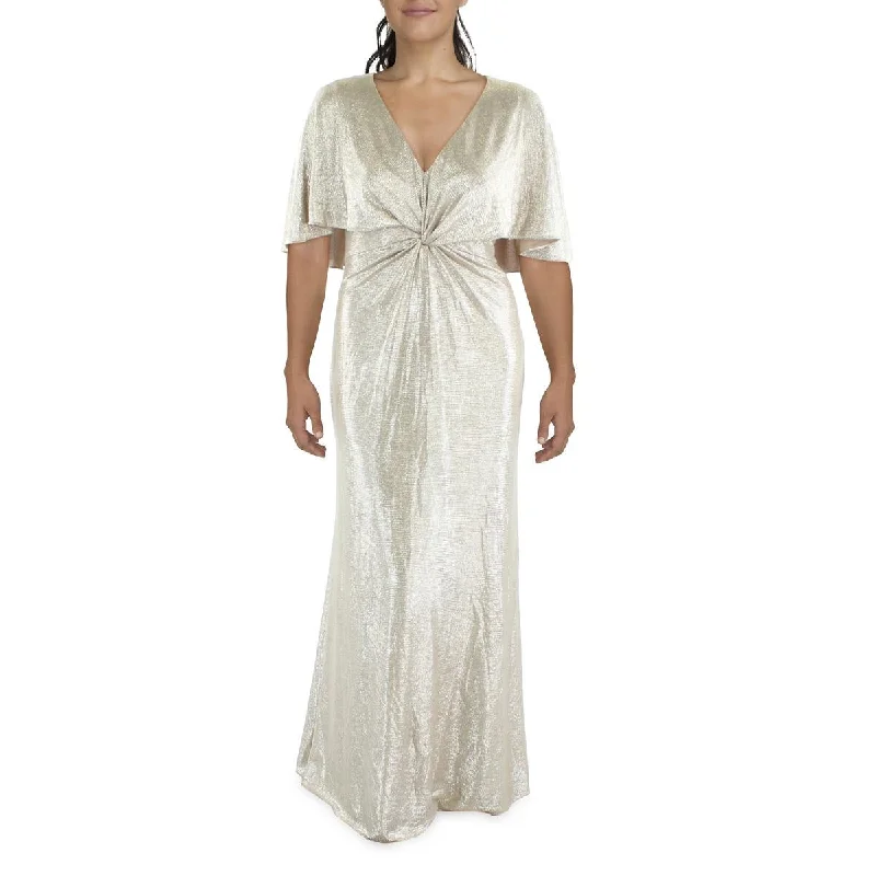 Mega Deal Lauren Ralph Lauren Womens Knot Front Shimmer Evening Dress