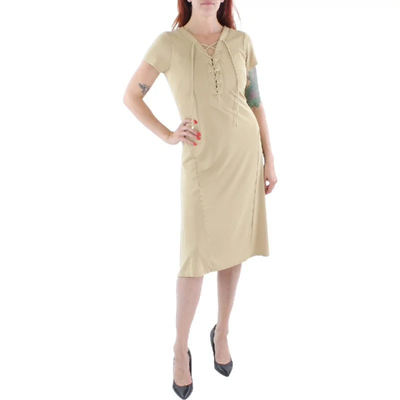 Midnight Sale Lauren Ralph Lauren Womens Jersey Lace-Up Midi Dress