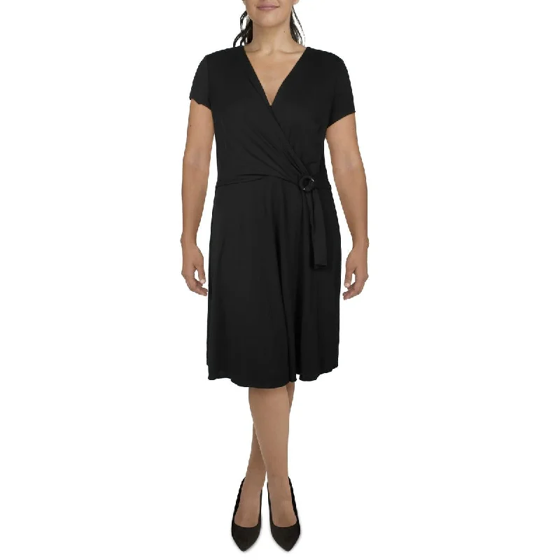 Super Deal Lauren Ralph Lauren Womens Midi Faux-Wrap Shift Dress