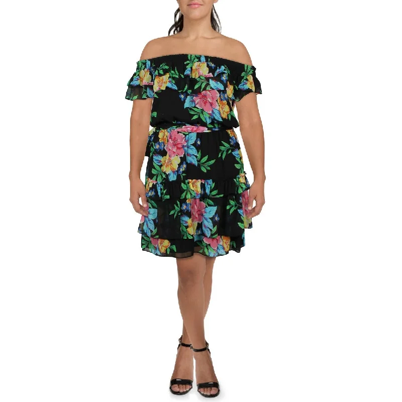 Closeout Sale Lauren Ralph Lauren Womens Ruffled Chiffon Fit & Flare Dress