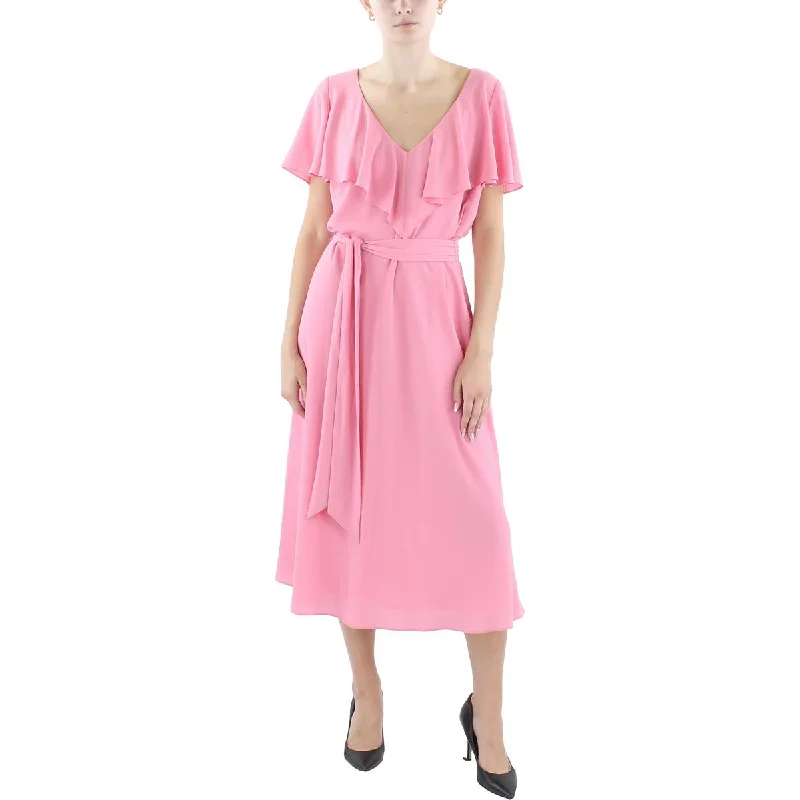 Savings Galore Lauren Ralph Lauren Womens Crepe Belted Shift Dress