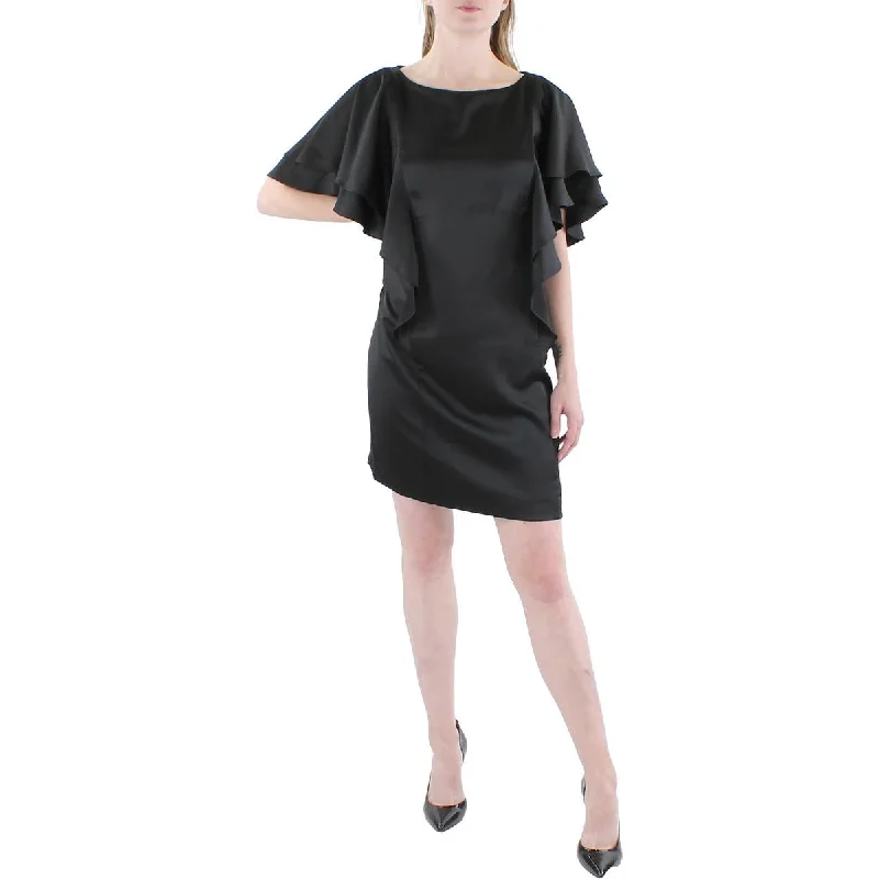 Price Rollback Lauren Ralph Lauren Womens Satin Ruffled Cocktail and Party Dress