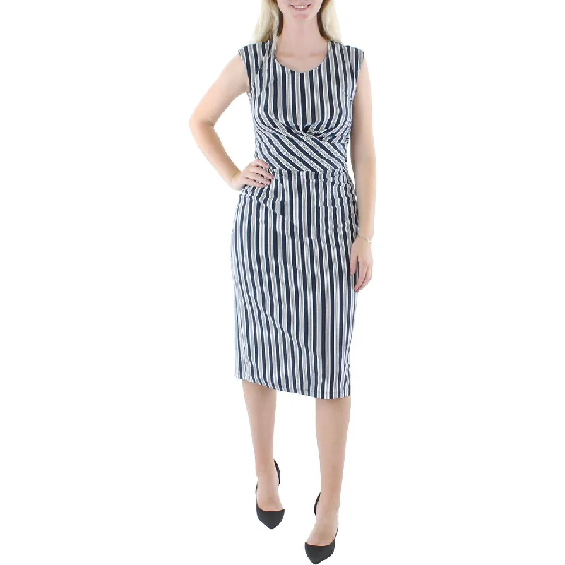 Deal Zone Lauren Ralph Lauren Womens Striped Calf Midi Dress