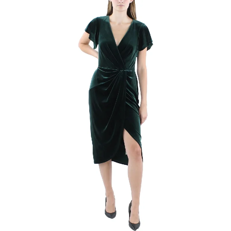 Online Only Lauren Ralph Lauren Womens Velvet Mid-Calf Cocktail And Party Dress