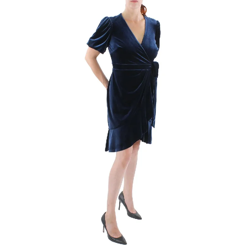 Friends and Family Sale Lauren Ralph Lauren Womens Velveteen Midi Wrap Dress