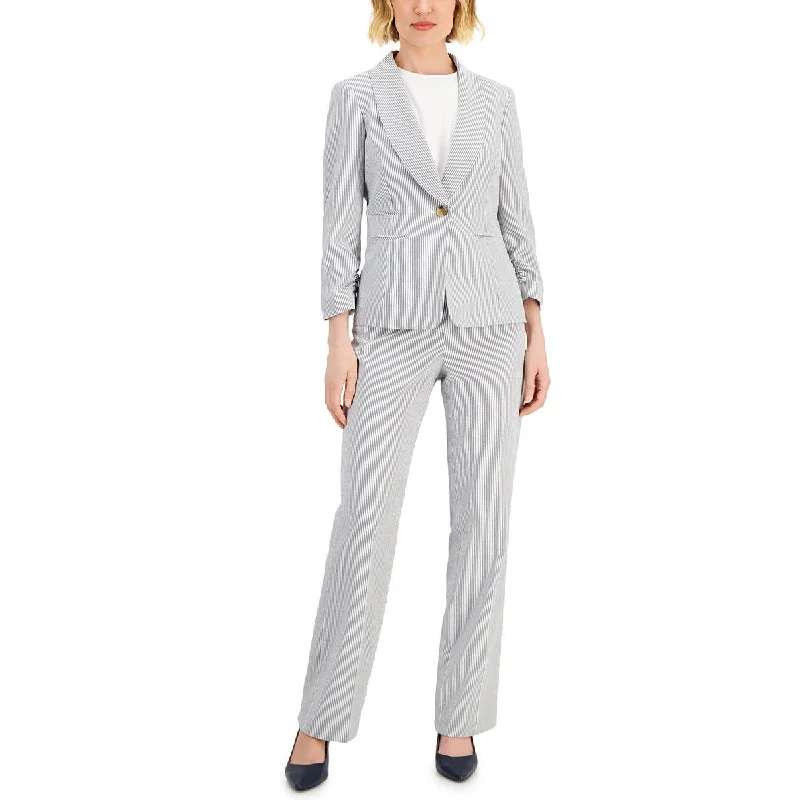 Special Price Le Suit Womens Petites Striped  One-Button Blazer
