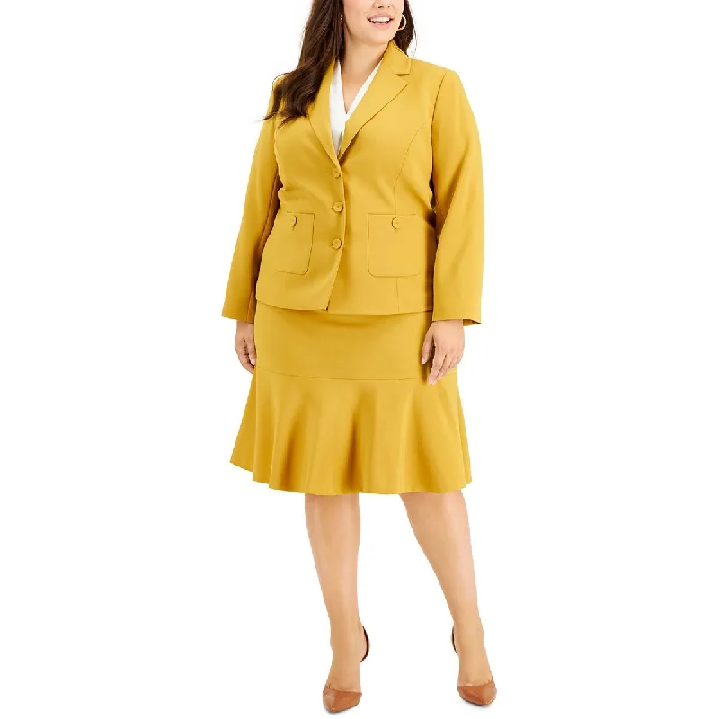 Super Bargain Le Suit Womens Plus Solid  Skirt Suit