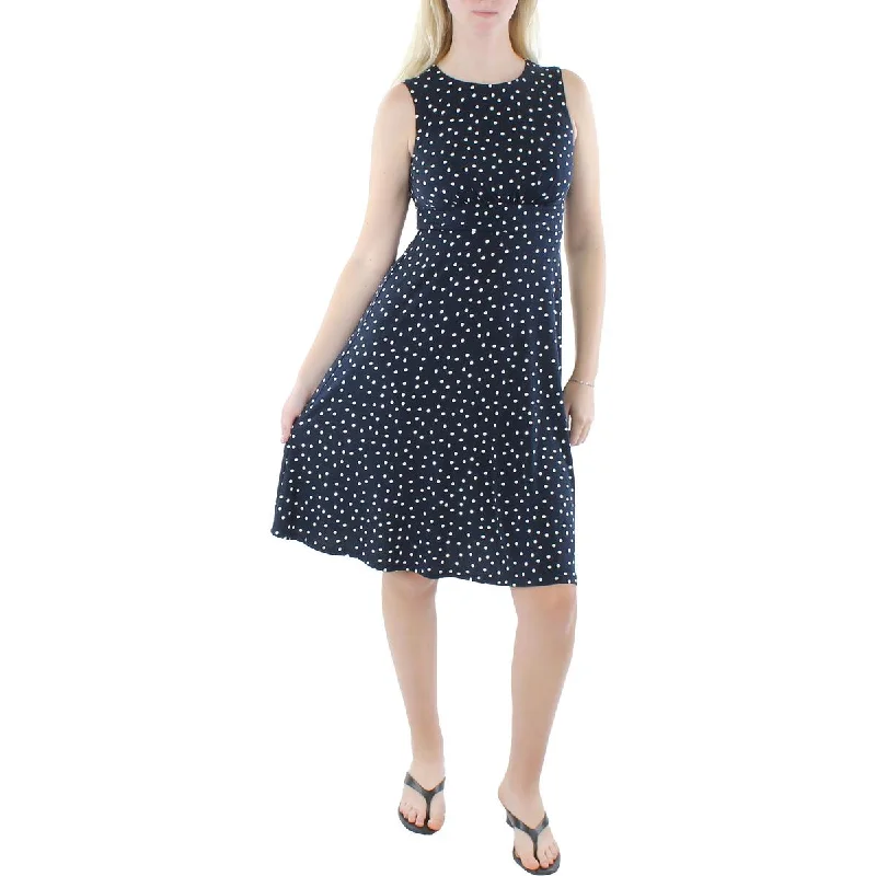Lowest Price London Times Womens Petites Ruched Midi Fit & Flare Dress