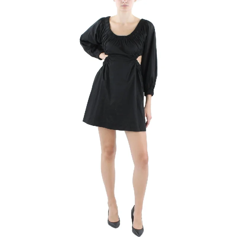 Best Bargains Nia Womens Poplin Cut-Out Fit & Flare Dress