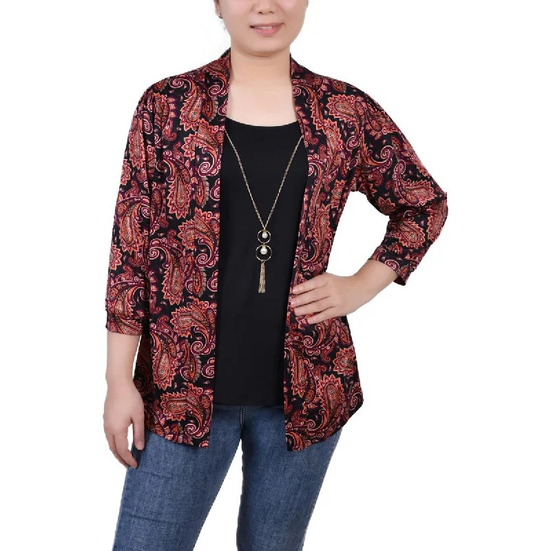 Overstock NY Collection Womens Two-Fer Printed Jersey Tunic Top