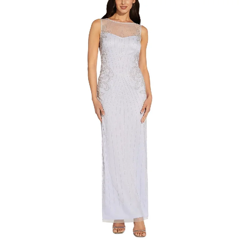 Crazy Deals Papell Studio by Adrianna Papell Womens Beaded Sleeveless Evening Dress