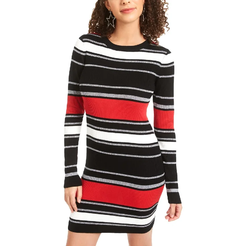 Holiday Sale Planet Gold Womens Juniors Metallic Striped Sweaterdress