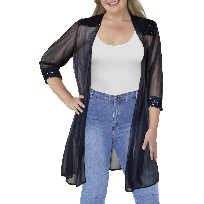 Price Buster R&M Richards Womens Knit Embellished Duster Blazer