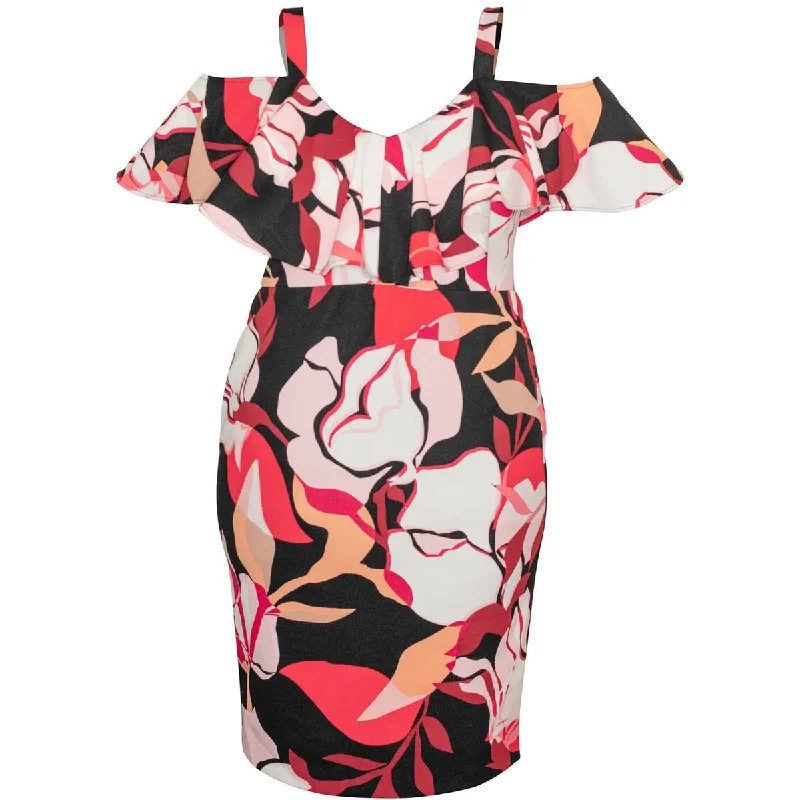 Super Sale Rachel Rachel Roy Womens Plus Marcella Cold Shoulder Floral Midi Dress