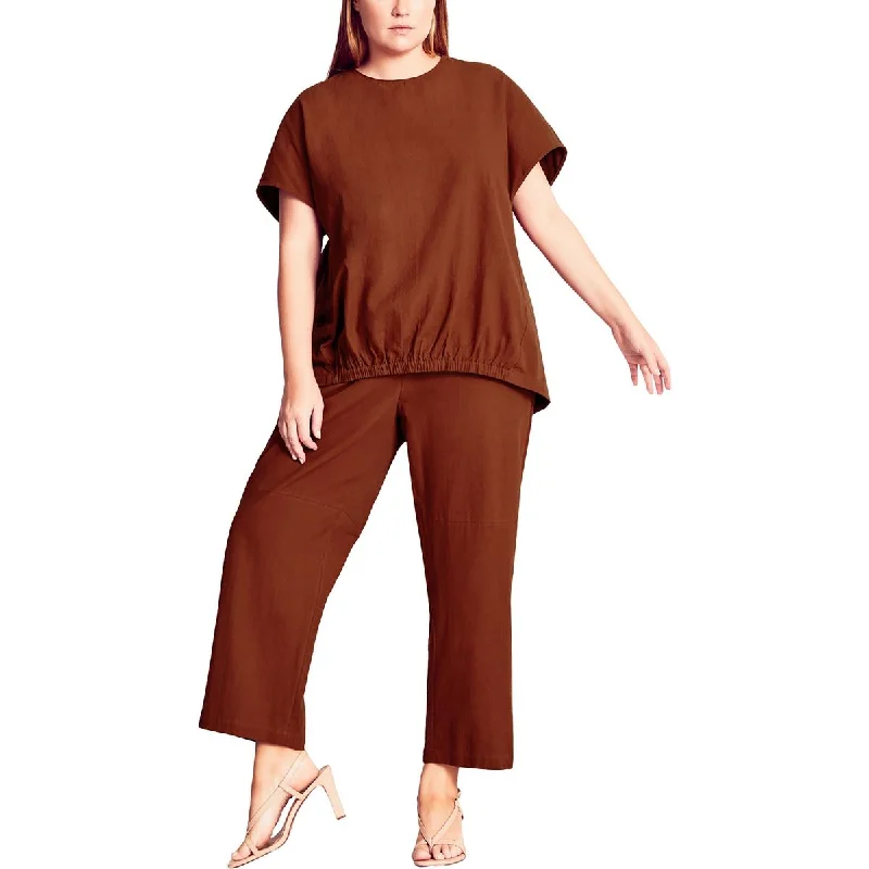 Act Now REFINITY Womens Plus Linen Blend Linen Wide Leg Pants