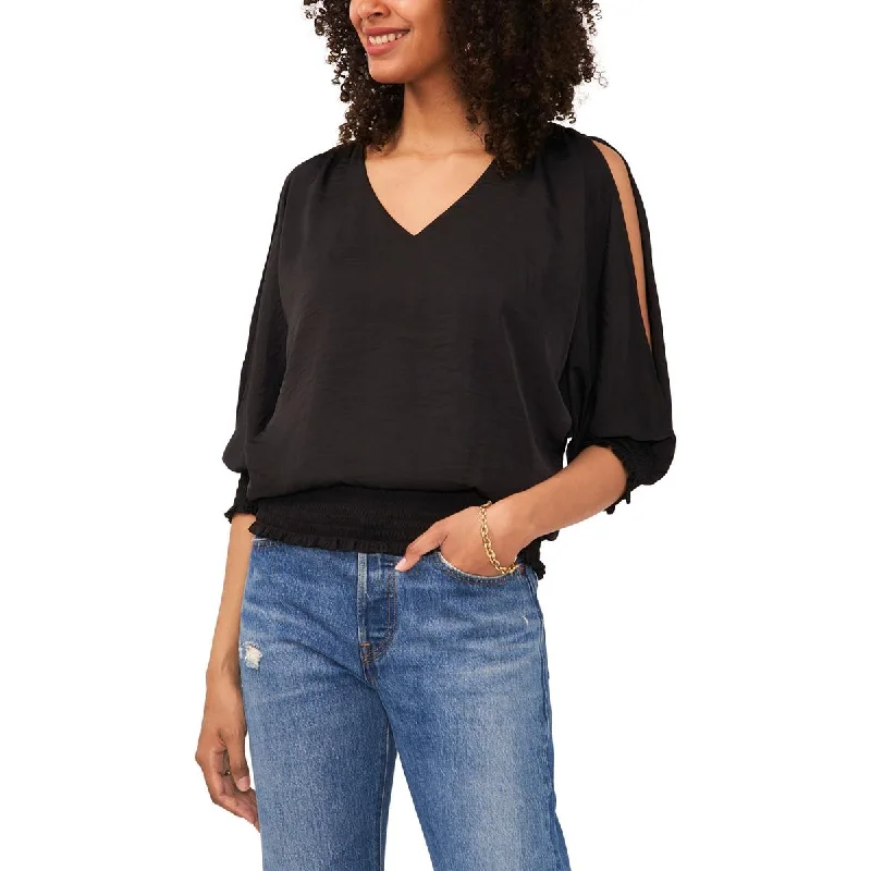 Take Advantage Sam & Jess Womens Smocked Cold Shoulder Blouse