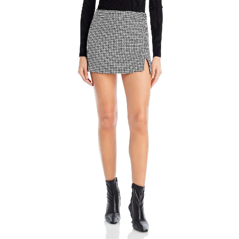 Last Chance Steve Madden Womens Cameron Houndstooth Short Mini Skirt