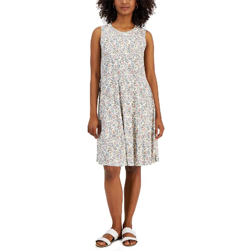 Exclusive Access Style & Co. Womens Petites Floral Print Rayon Shift Dress