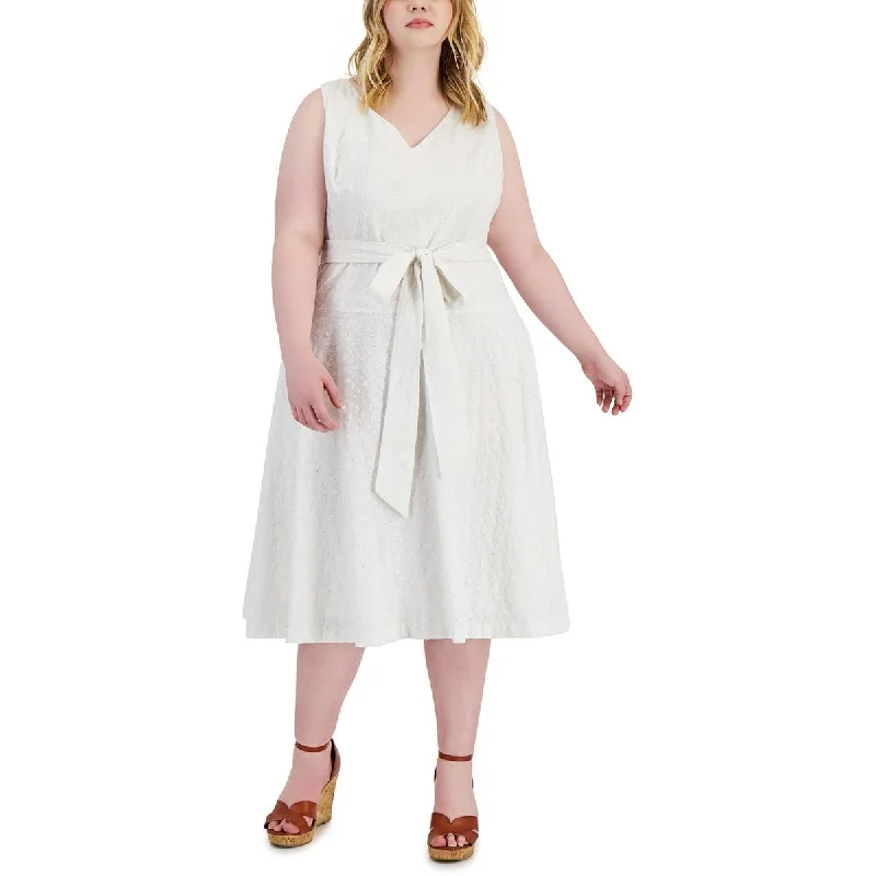 Savings Galore Taylor Womens Plus Cotton Embroidered Shift Dress