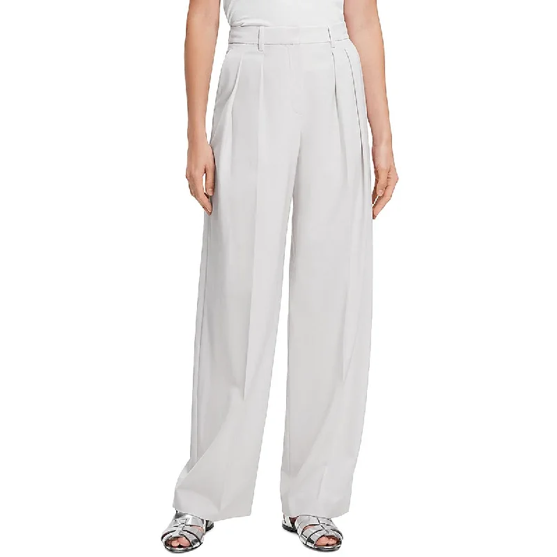 Deal Mania Theory Womens High Rise Pleated Wide Leg Pants