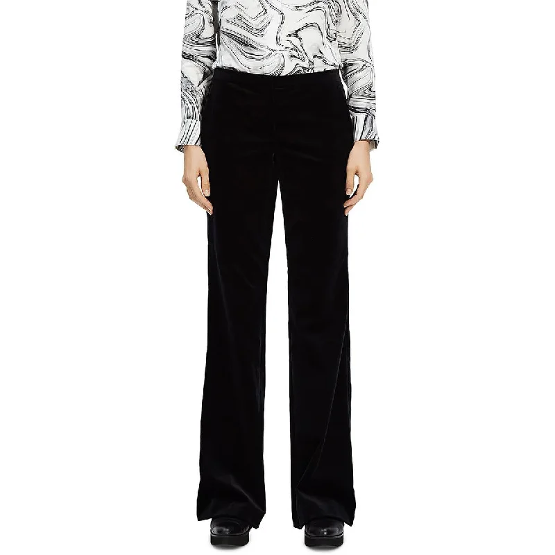 One-DAY Sale Theory Womens Solid Velvet Wide Leg Pants