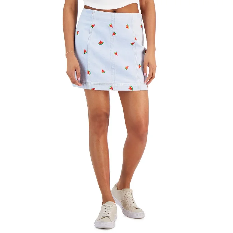 Super Sale Tinseltown Womens Juniors Embroidered Mini Denim Skirt