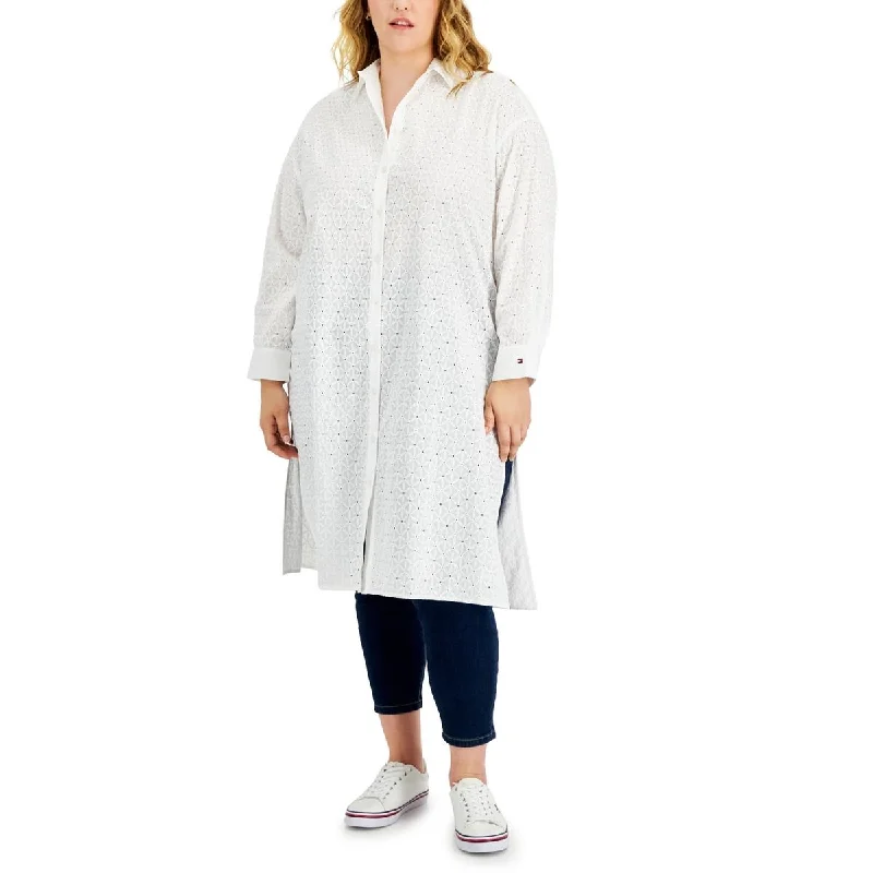 Low Prices Tommy Hilfiger Womens Plus Cotton Eyelet Tunic Top
