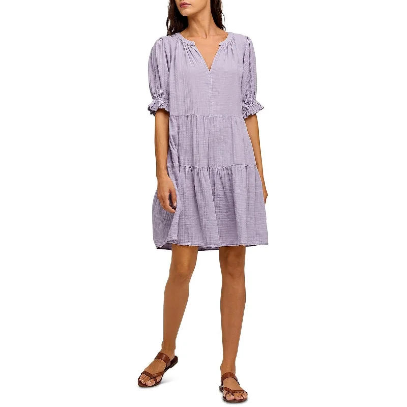 Special Savings VELVET BY GRAHAM & SPENCER Womens Split Neck Short Mini Dress