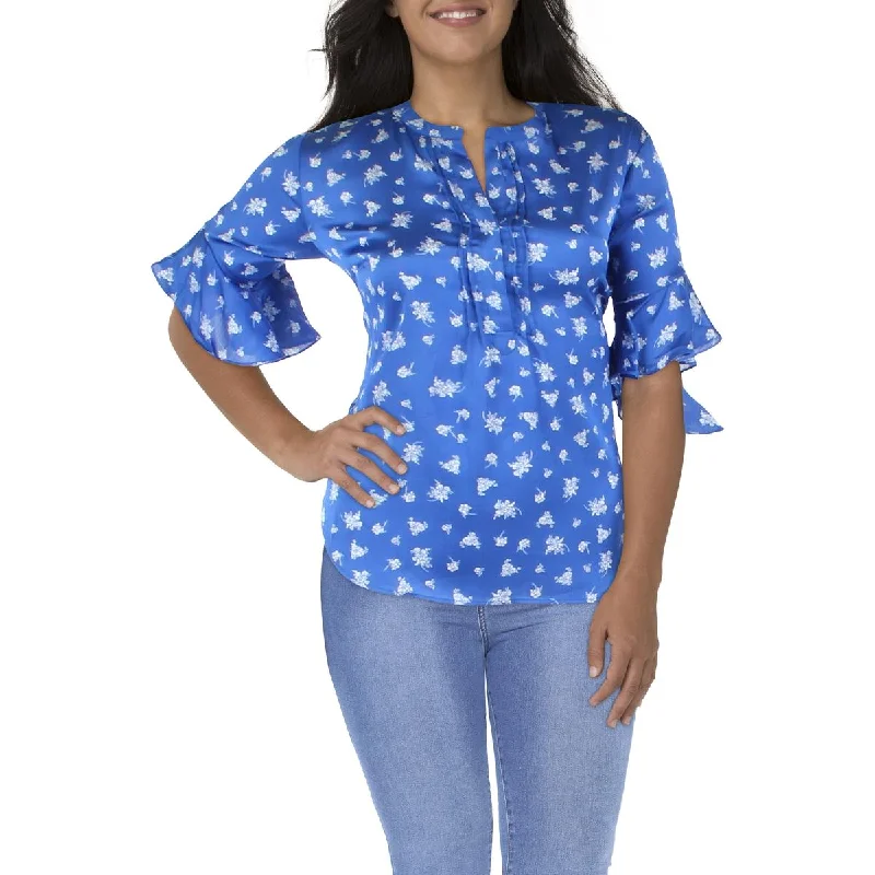 Mega Sale Vince Camuto Womens Plus Floral Bell Sleeve Blouse