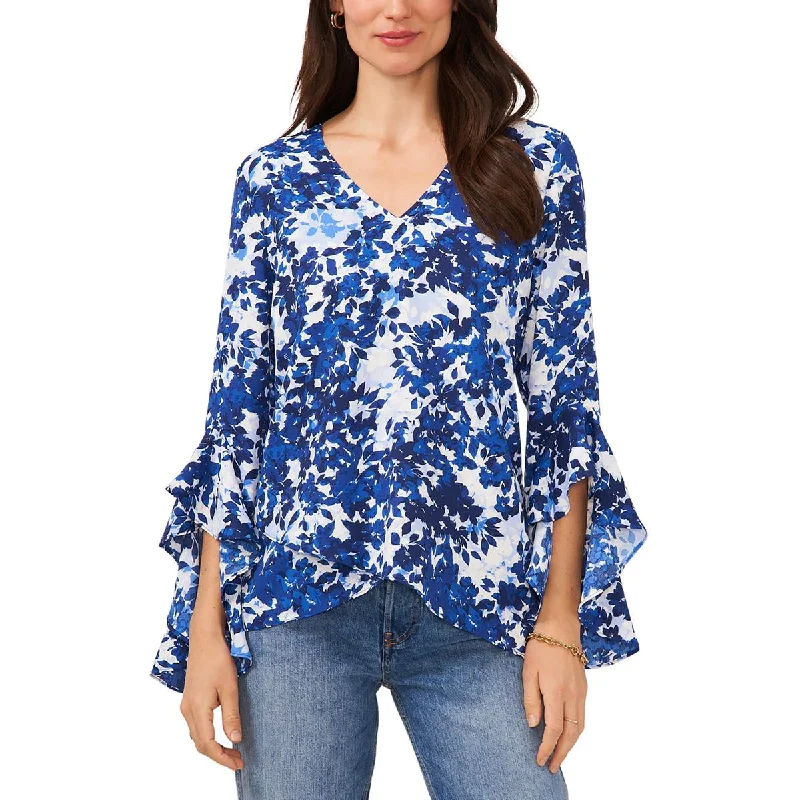 Crazy Savings Vince Camuto Womens V-Neck Floral Print Blouse