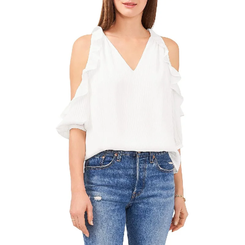 Limited Availability Vince Camuto Womens V-Neck Ruffled Blouse
