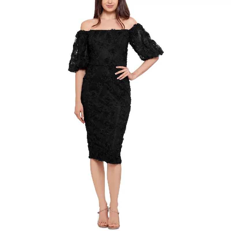 Stock Clearance Xscape Womens Lace Midi Cocktail and Party Dress