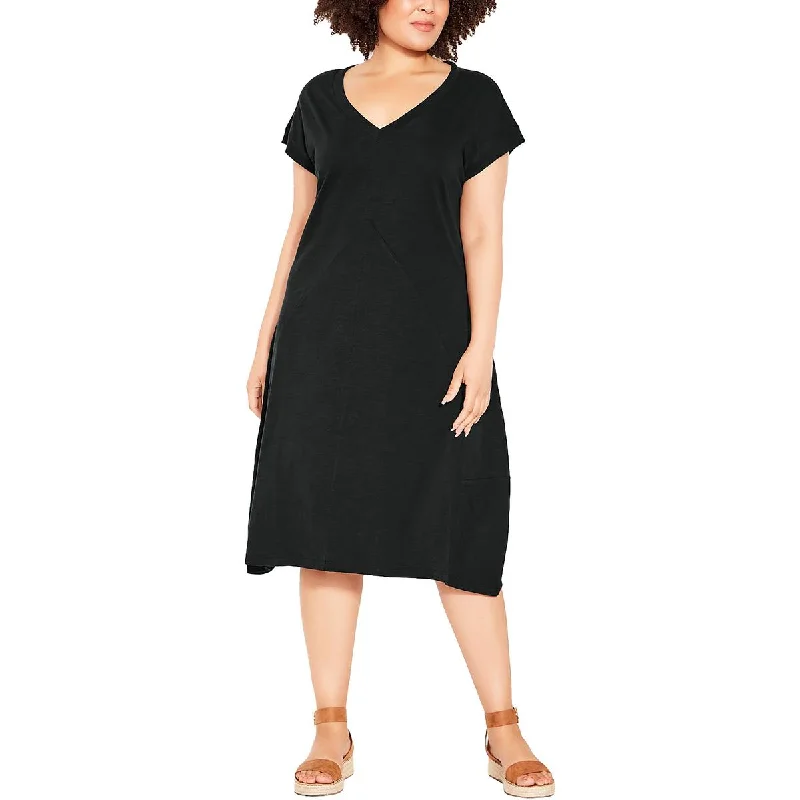 Special Discount Zim & Zoe Womens Plus Lilly Cotton V-Neck T-Shirt Dress