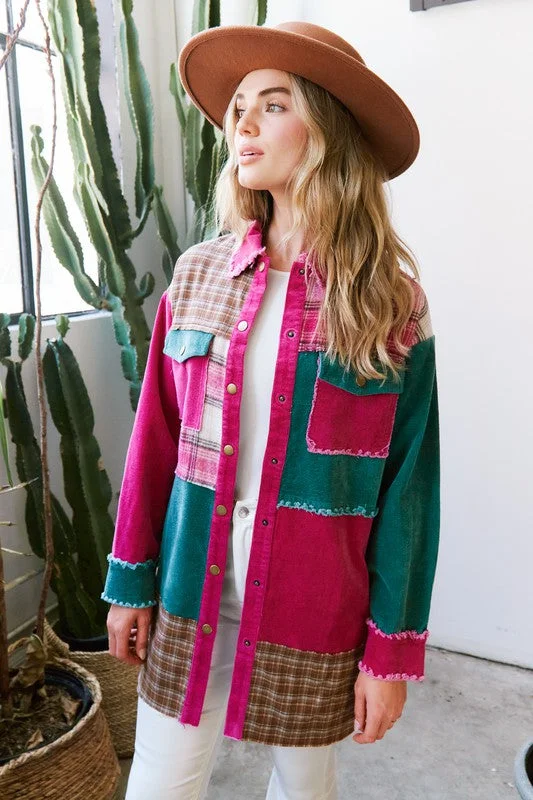 Discount Mania Big Star Magenta Patchwork Jacket