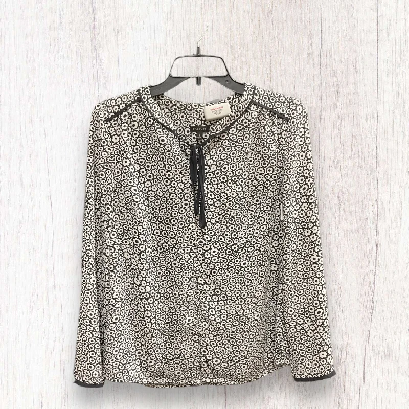 Midnight Madness Black & White Top Long Sleeve Talbots, Size S