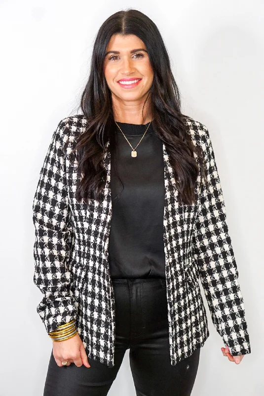 Weekend Deal Picture Perfect Black Houndstooth Blazer