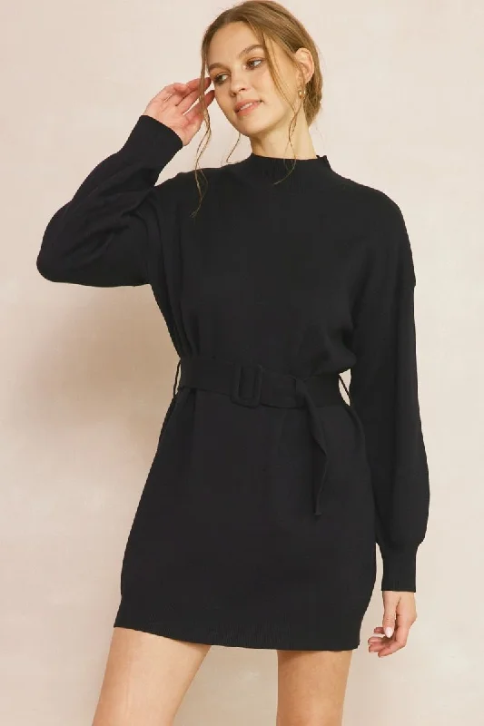Overstock Cozy Dreams Black Knit Dress