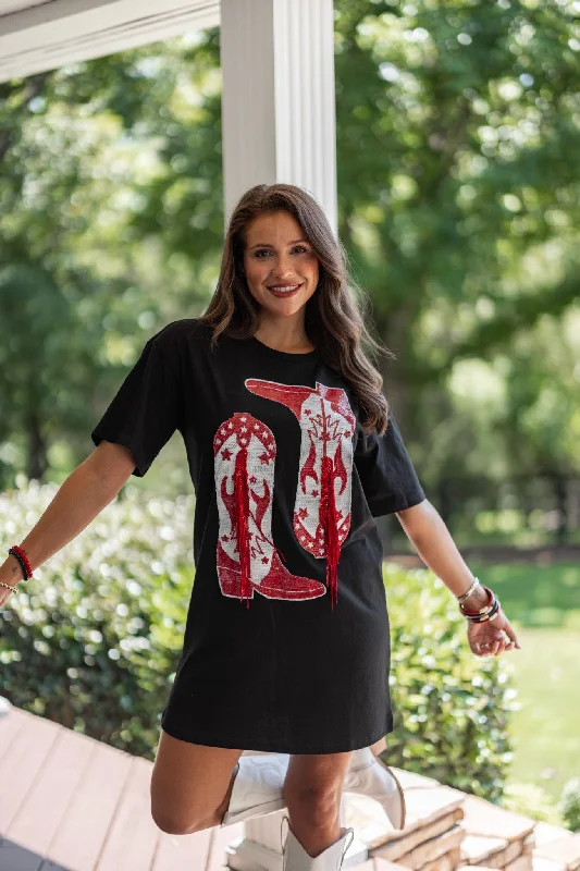 Deal of the Week Black Sequined Cowboy Boot Dress