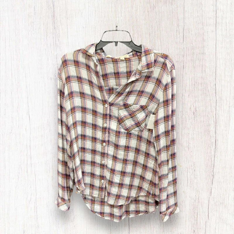 YEAR-End Sale Blouse Long Sleeve By Cloth & Stone In Plaid Pattern, Size: S