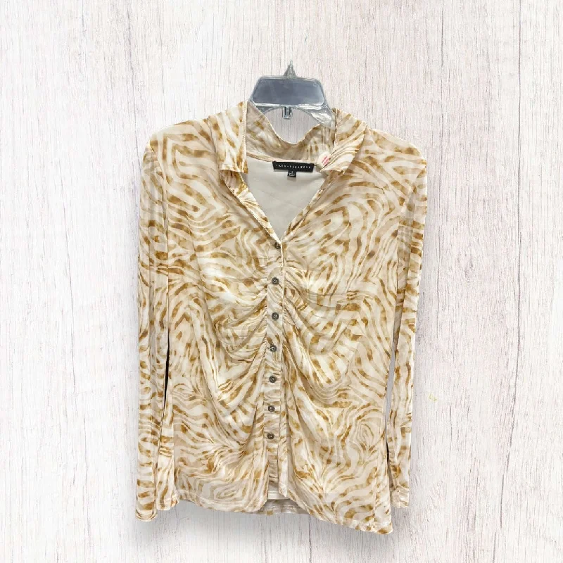 Doorbuster Deal Blouse Long Sleeve By Jane And Delancey In Zebra Print, Size: L