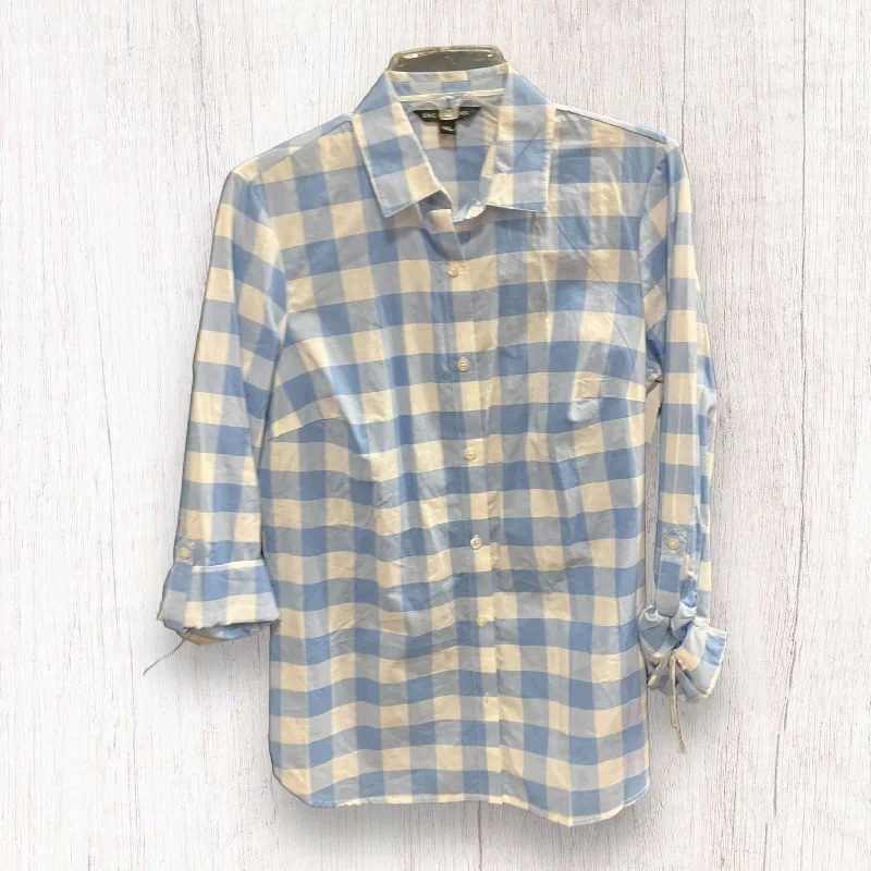 Markdowns Blue White Blouse Long Sleeve Zac And Rachel, Size S