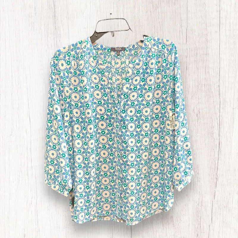 Special Offer Blue & White Top 3/4 Sleeve Basic Not Your Daughters Jeans, Size S