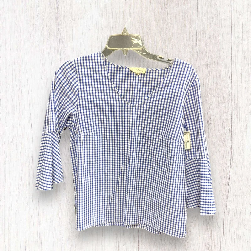 Value Deals Checkered Pattern Top 3/4 Sleeve Jane And Delancey, Size S