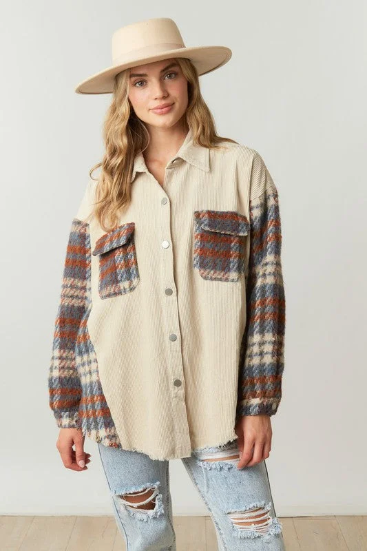 Epic Deals Corduroy Flannel Mix Sand Jacket