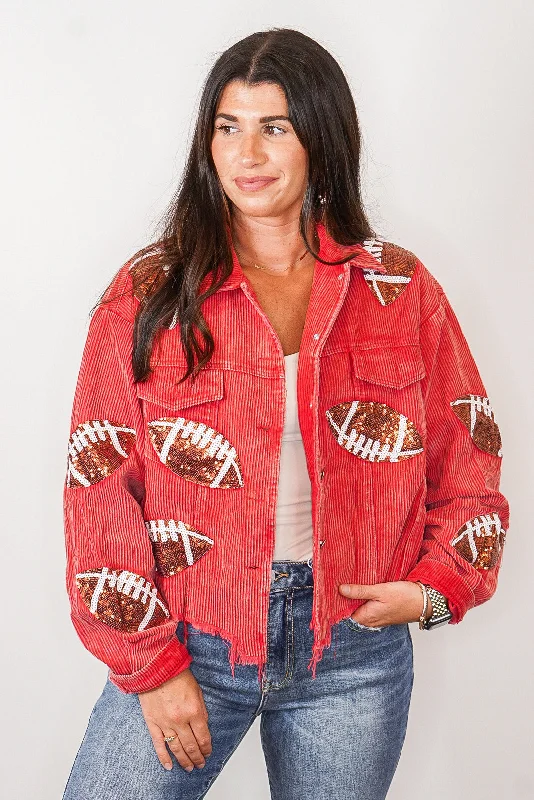 Sale Event Football Season Red Corduroy Jacket