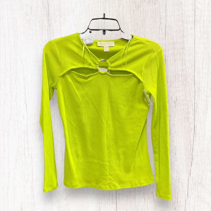 Hurry In Green Top Long Sleeve Michael By Michael Kors, Size Xs