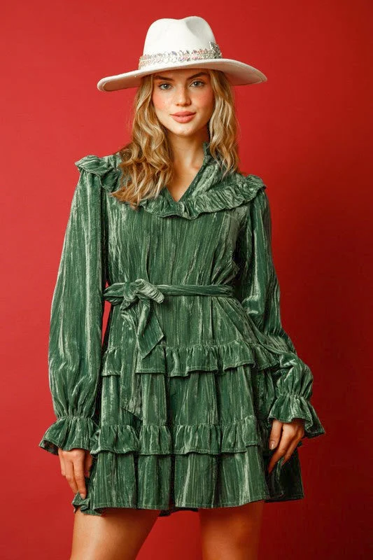 Special Discount Christmas Magic Green Velvet Dress
