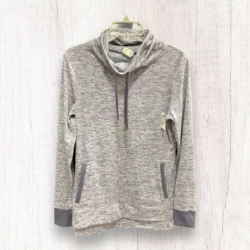 Price Reduction Grey Athletic Top Long Sleeve Collar Apana, Size M