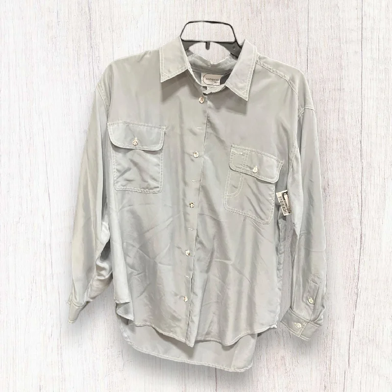 Best Bargains Grey Blouse Long Sleeve Adrienne Vittadini, Size M