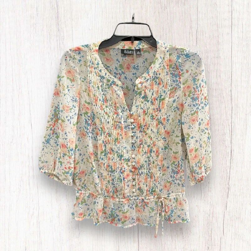 Doorbuster Deal Multi-colored Top 3/4 Sleeve Ana, Size S